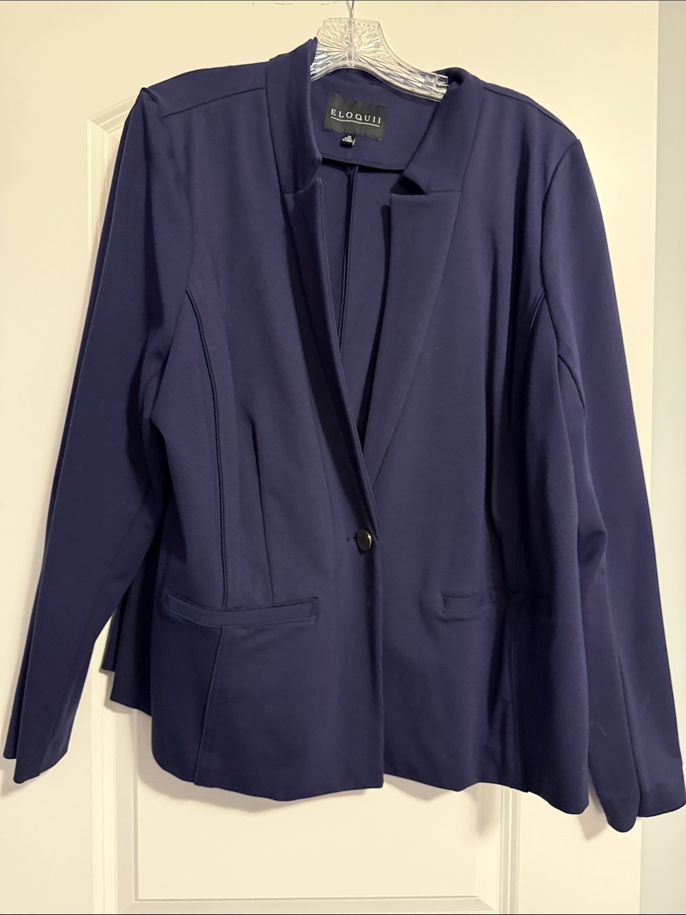 Eloquii Navy Single-Button Ponte Blazer